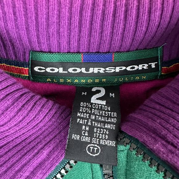 VTG Coloursport Sweatshirt Alexander Julian Colours Mens Medium Green Track Suit - Picture 5 of 12